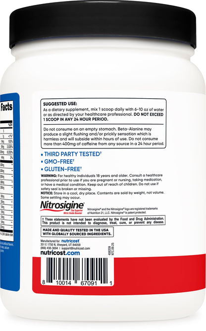 Nutricost Pre-X Xtreme Pre-Workout Complex Powder, Fruit Punch, 60 Servings, Vegetarian, Non-GMO and Gluten Free NutricostUS supplements