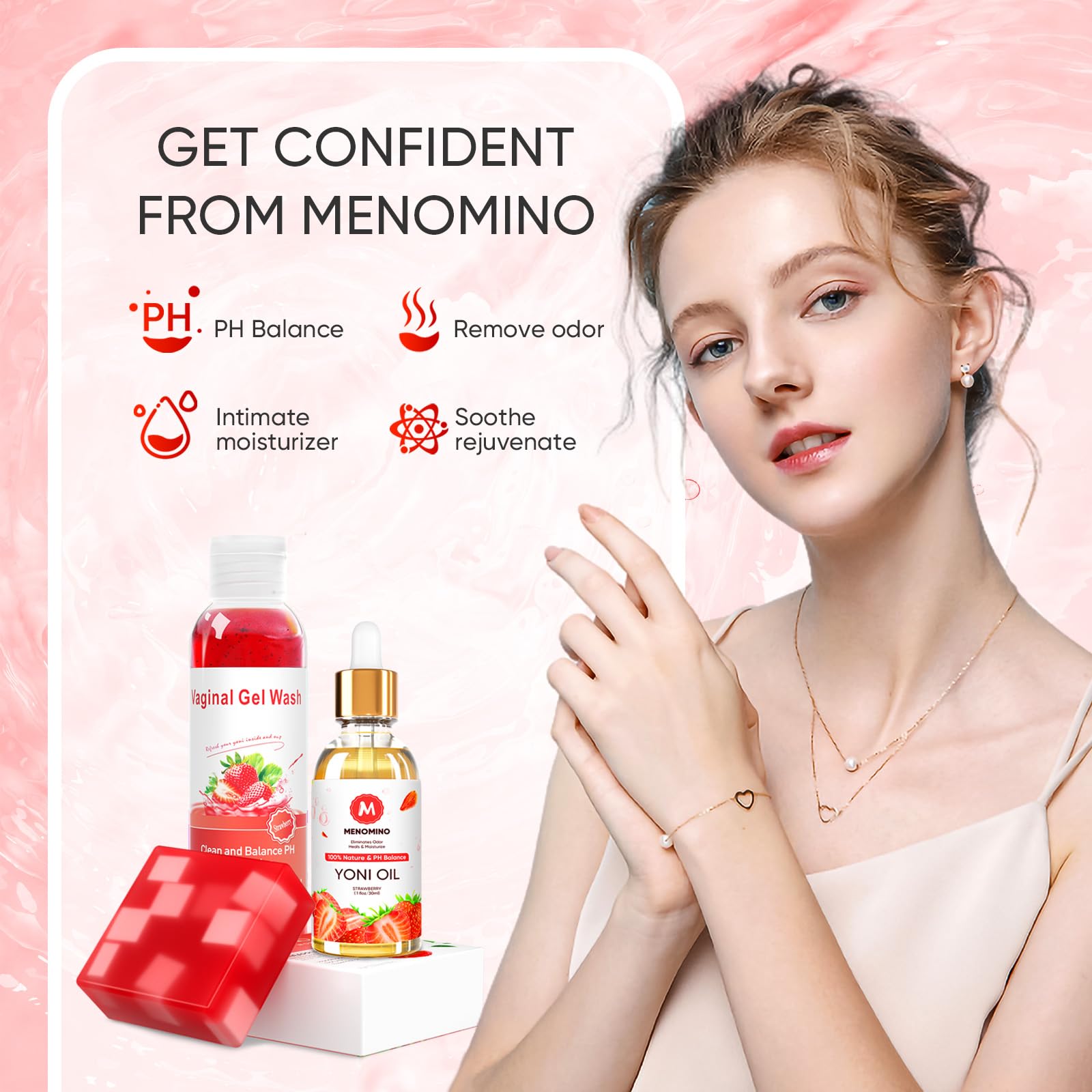 Feminine Wash & Yoni Soap Bar & Yoni Oil for Women pH Balance, Yoni Wash for Vaginal Moisturizing MENOMINOAu supplements