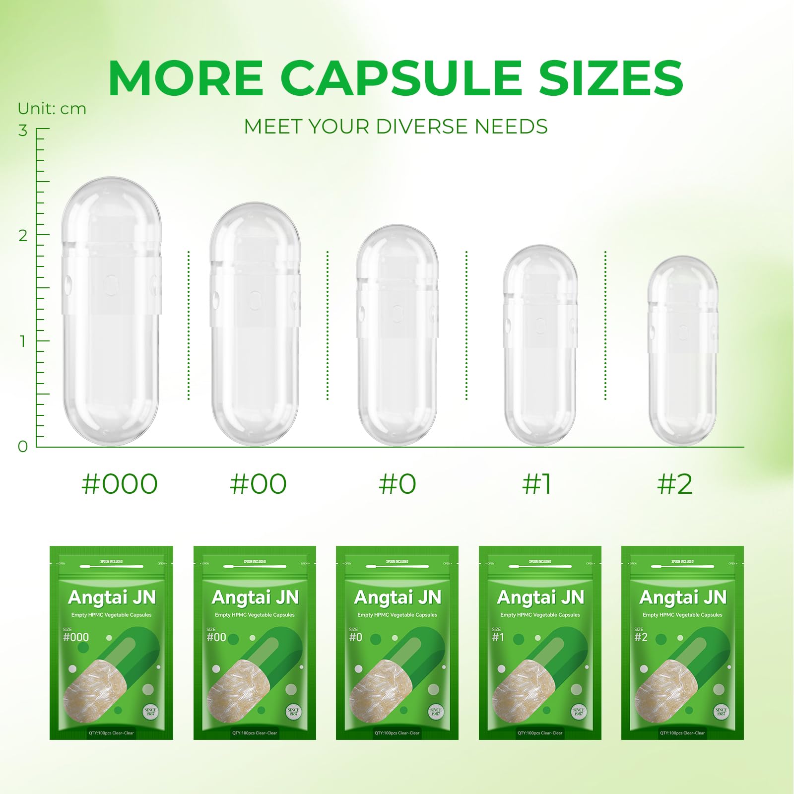 Angtai JN Size 0 Capsules Empty Vegan Plant Based Clear (100 Count) Gluten Free, Non-GMO, Halal Certified Pill Caps Filling Kit with 2 Spoons for Vegetarian DIY Your Own Supplements Angtai JNAu supplements