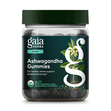 Gaia Herbs Organic Ashwagandha Gummies - Stress Support* - Made with Cinnamon & Ginger - Gluten Free & Vegan - 45 Count (15 Servings) Gaia HerbsAu supplements