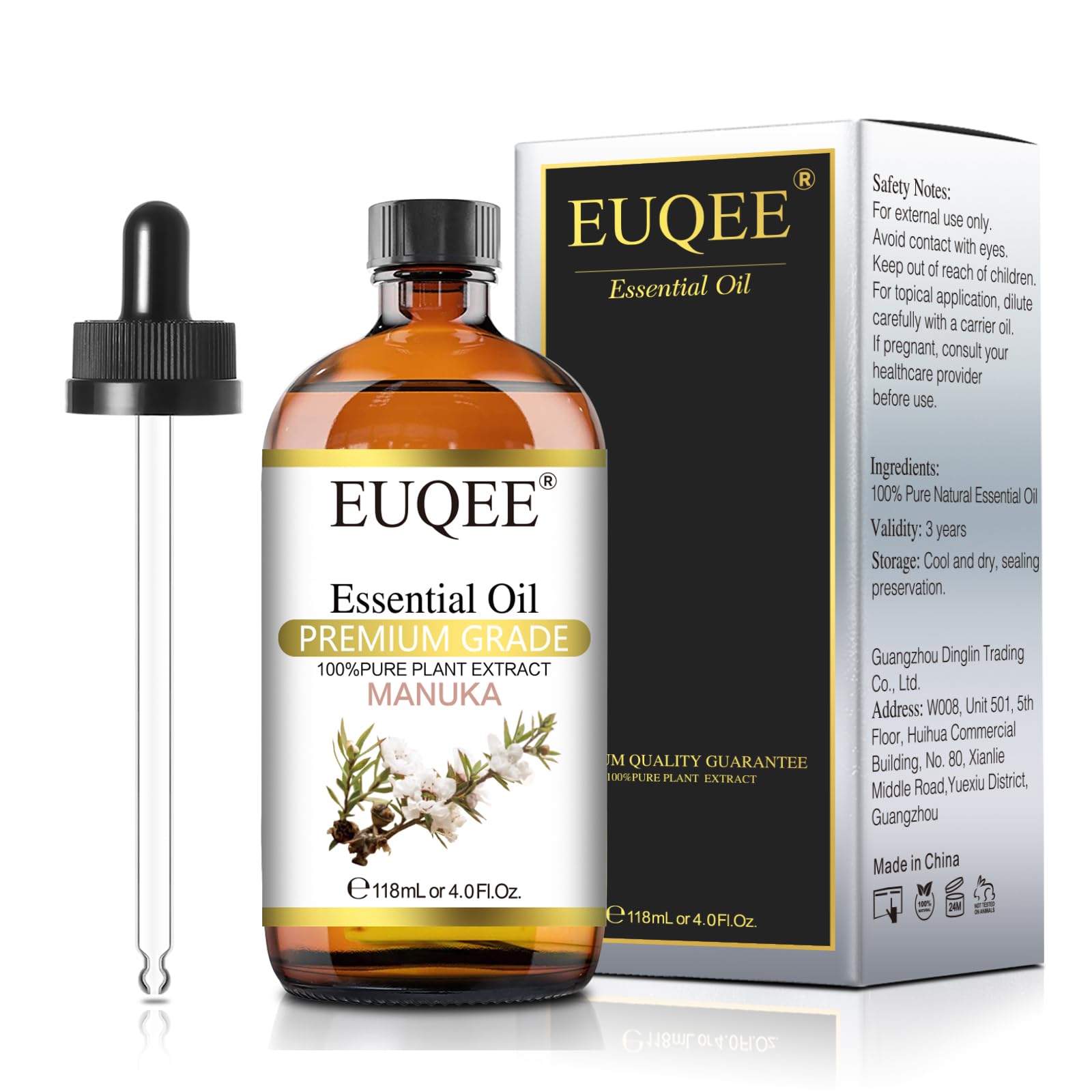 EUQEE Manuka Essential Oil 118ml Large Capacity Pure Manuka Oil with Glass Dropper for Skin EUQEEAu supplements