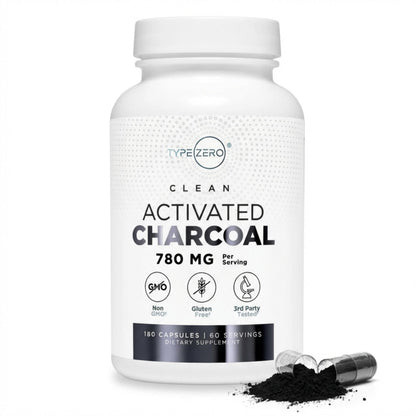 Type Zero Activated Charcoal Capsules (180 Count) - 60 Servings, 780mg Per Serving, from Coconut Shell, Non-GMO, Gluten-Free Type ZeroUS supplements