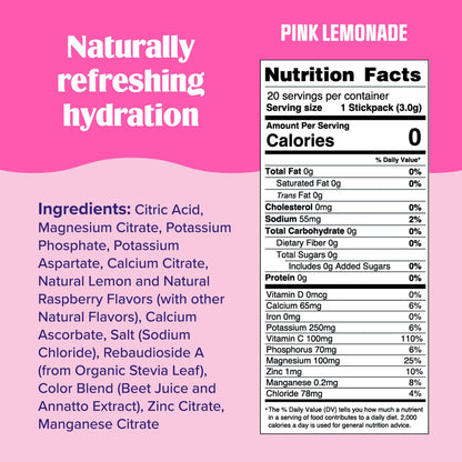 Ultima Replenisher Daily Electrolyte Drink Mix – Pink Lemonade, 20 Stickpacks – Hydration Ultima ReplenisherUS supplements