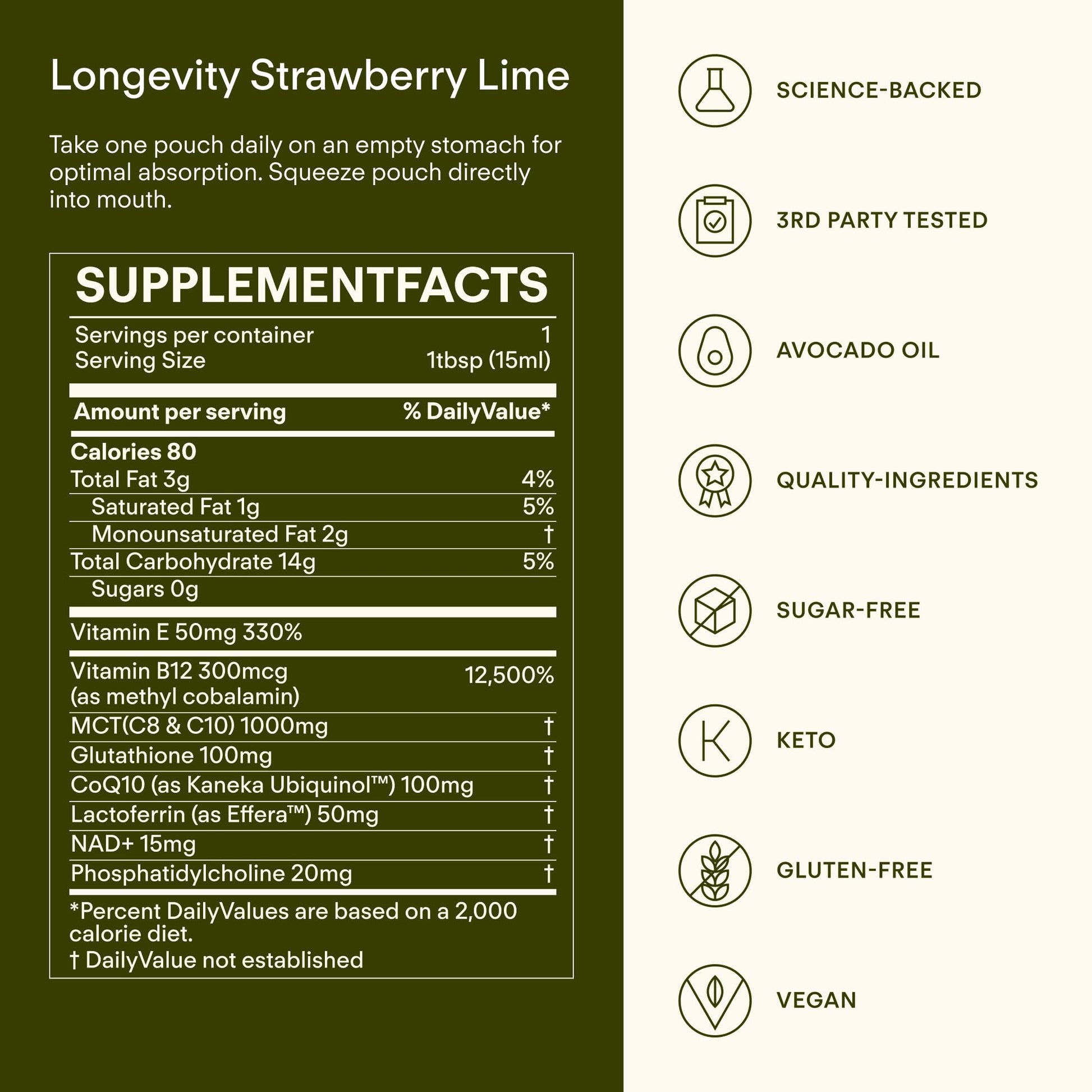 Sunny Within - Liposomal Glutathione Supplement NAD+ Longevity Mix w/Liquid NAD+, CoQ10, B12, MCT & Avocado Oil – Cellular Health, Energy, Brain, Gut & Heart Support* – Strawberry Lime – 30 Pouches Sunny WithinAu supplements