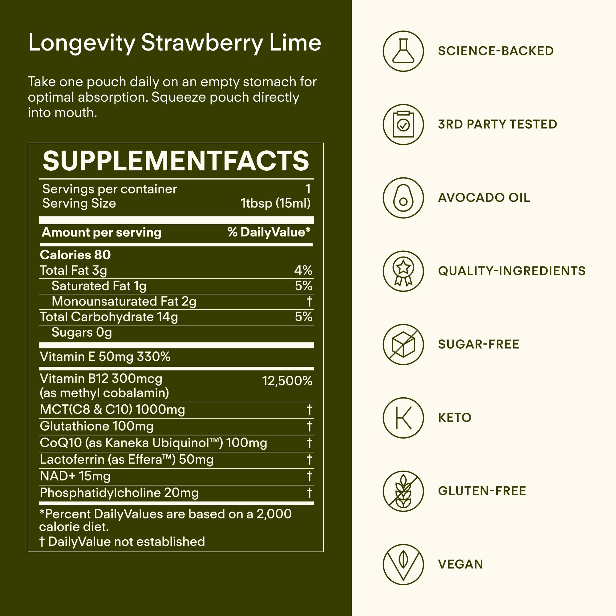 Sunny Within - Liposomal Glutathione Supplement NAD+ Longevity Mix w/Liquid NAD+, CoQ10, B12, MCT & Avocado Oil – Cellular Health, Energy, Brain, Gut & Heart Support* – Strawberry Lime – 30 Pouches Sunny WithinAu supplements