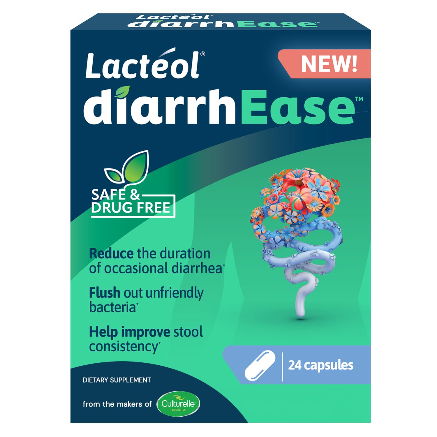 Lactéol diarrhEase- a Safe, Drug Free and clinically Tested postbiotic Strain That Helps soothes Occasional Digestive Upset and Shortens The Duration of Occasional Diarrhea, 24 Count LactéolAu supplements
