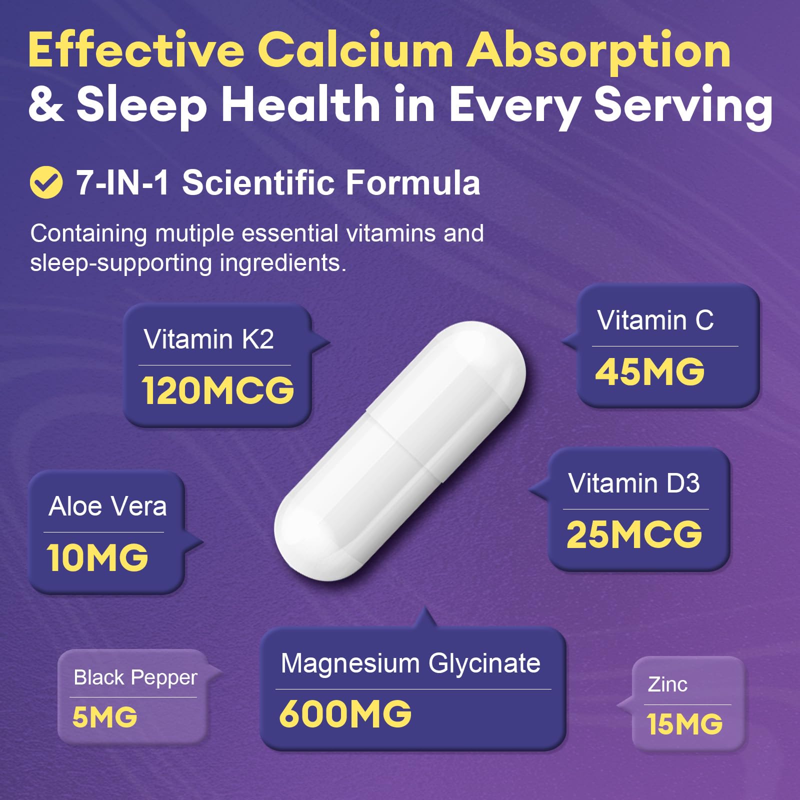 Magnesium Glycinate 600mg Vitamin D3 K2 Supplement with Vitamin C, Zinc, & Aloe Vera - Bone Support, Energy & Mood Manage & Sleep Health for Men & Women, Non-GMO, Vegan, 120 Capsules FemmetraAu supplements