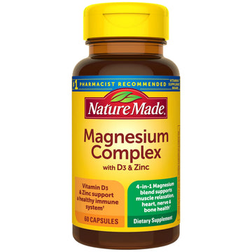 Nature Made Magnesium Complex Supplement with Vitamin D & Zinc for Immune Support, Magnesium Glycinate, Malate, Citrate & Oxide for Muscle, Nerve, Heart & Bone Support, 60 Capsules, 30 Day Supply Nature MadeAu supplements