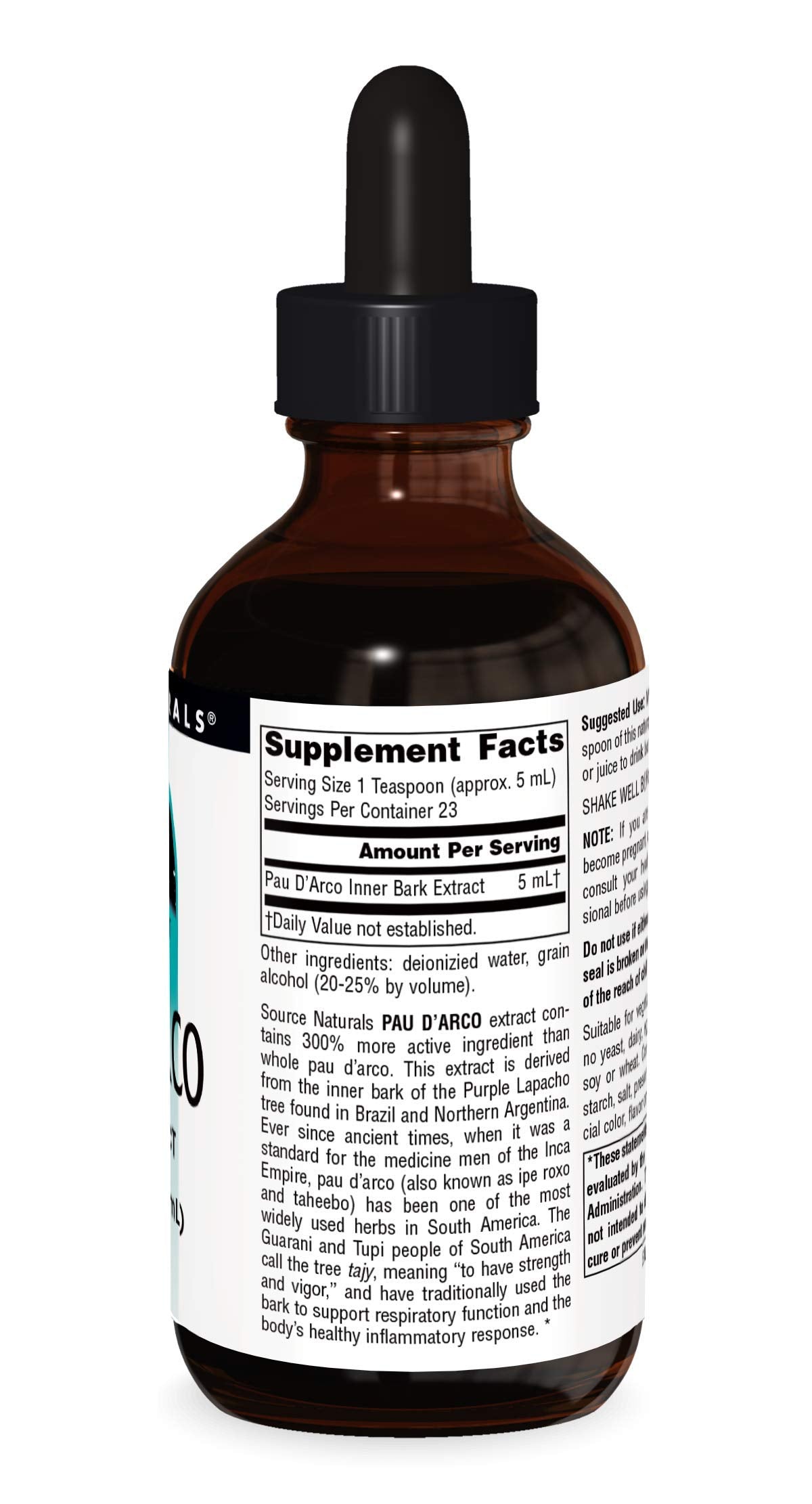 Source Naturals PAU D'Arco Liquid Extract, Support Resriotory Function and the Body's Healthy Inflammatory Response* | Dietary Supplement |1 Bottle | 4 Fluid oz. Source NaturalsAu supplements