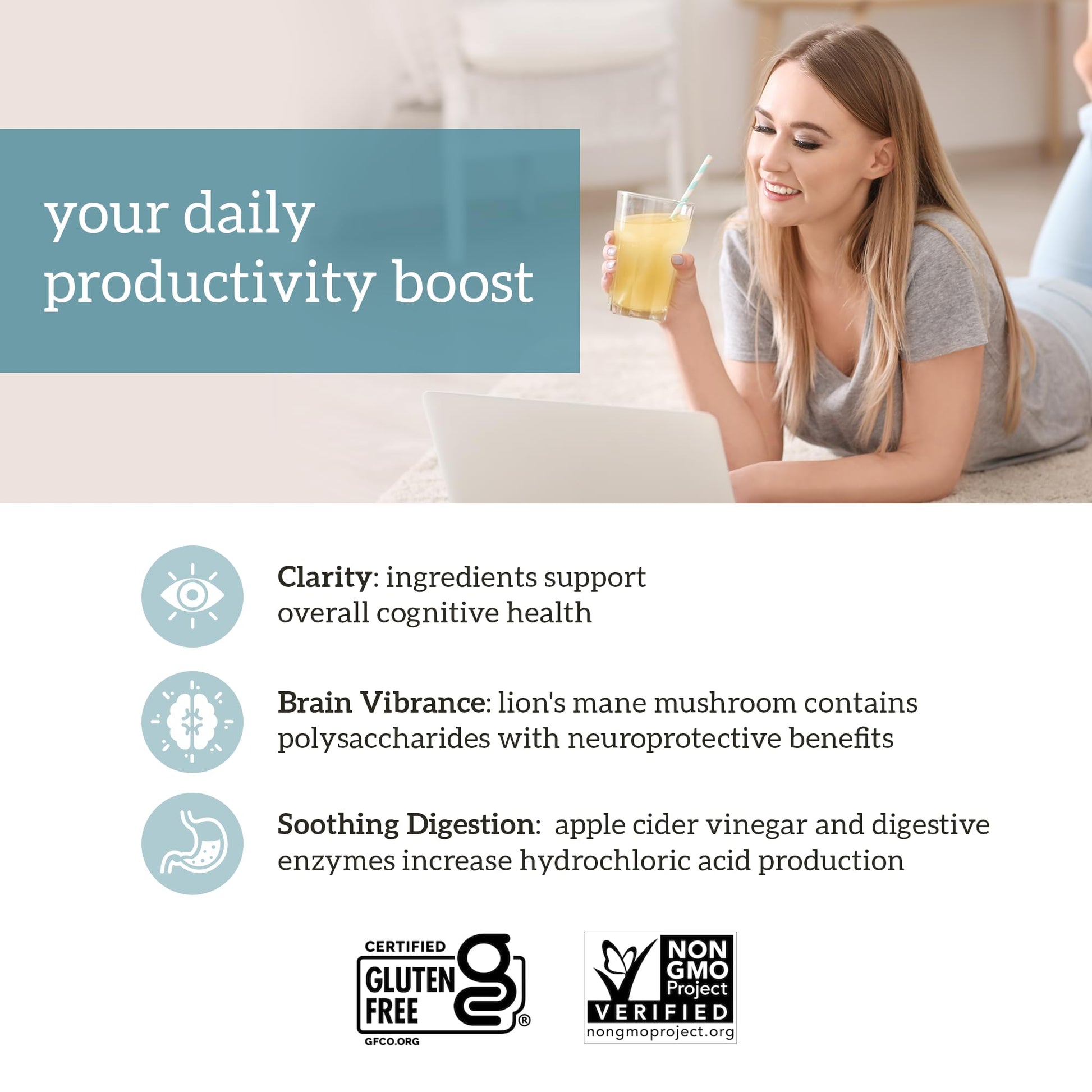 Organifi Pure - Promotes Stimulation in Learning, Memory, Focus, and Clarity - Brain Support with Superfoods - Gluten-Free and Non GMO - Best Served Cold, 30 Servings OrganifiAu supplements