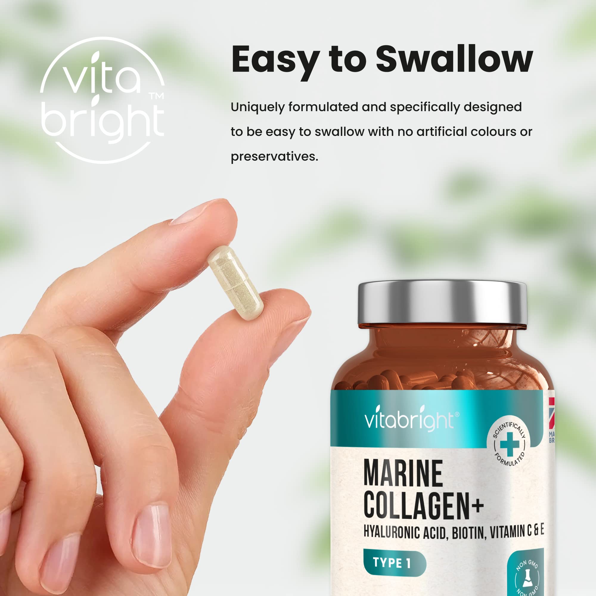 Marine Collagen Capsules 1000mg - 120 Capsules - 9 Powerful Skin Supporting Nutrients VitaBrightAu supplements