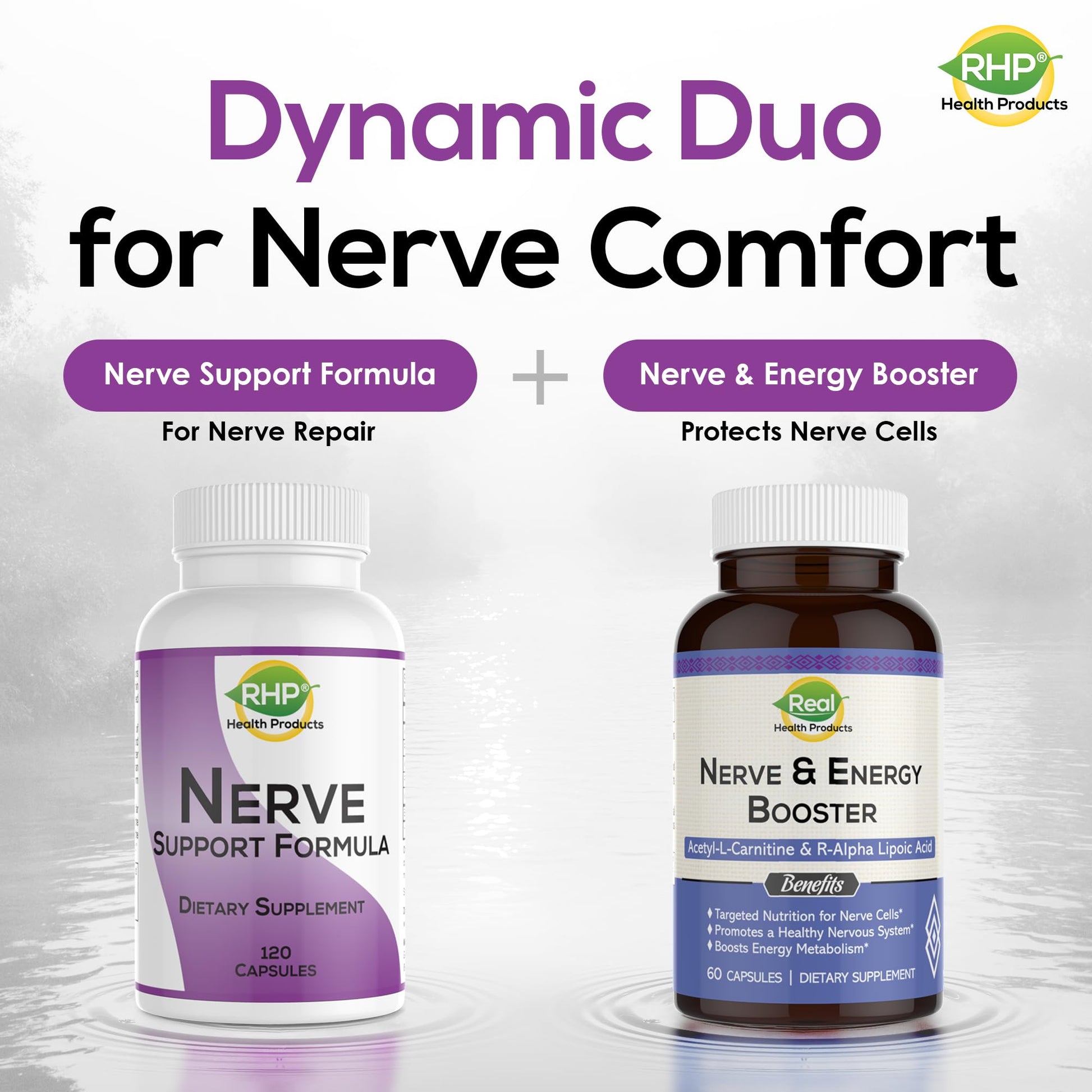 RHP Nerve Support Formula. Nutritional Support of Neuropathy, Nerve Relief from Aches, Nerve Pain & Discomfort. B-Complex with Benfotiamine and Methyl B12. 120 Capsules RHPAu supplements