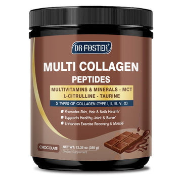 DRFOSTER Chocolate Collagen Peptides Powder for Women & Men, Multi Type I II III V X Collagen with multivitamins & Minerals for Skin, Hair & Nails & Joints, Non-GMO, 35 Servings DRFOSTERAu supplements