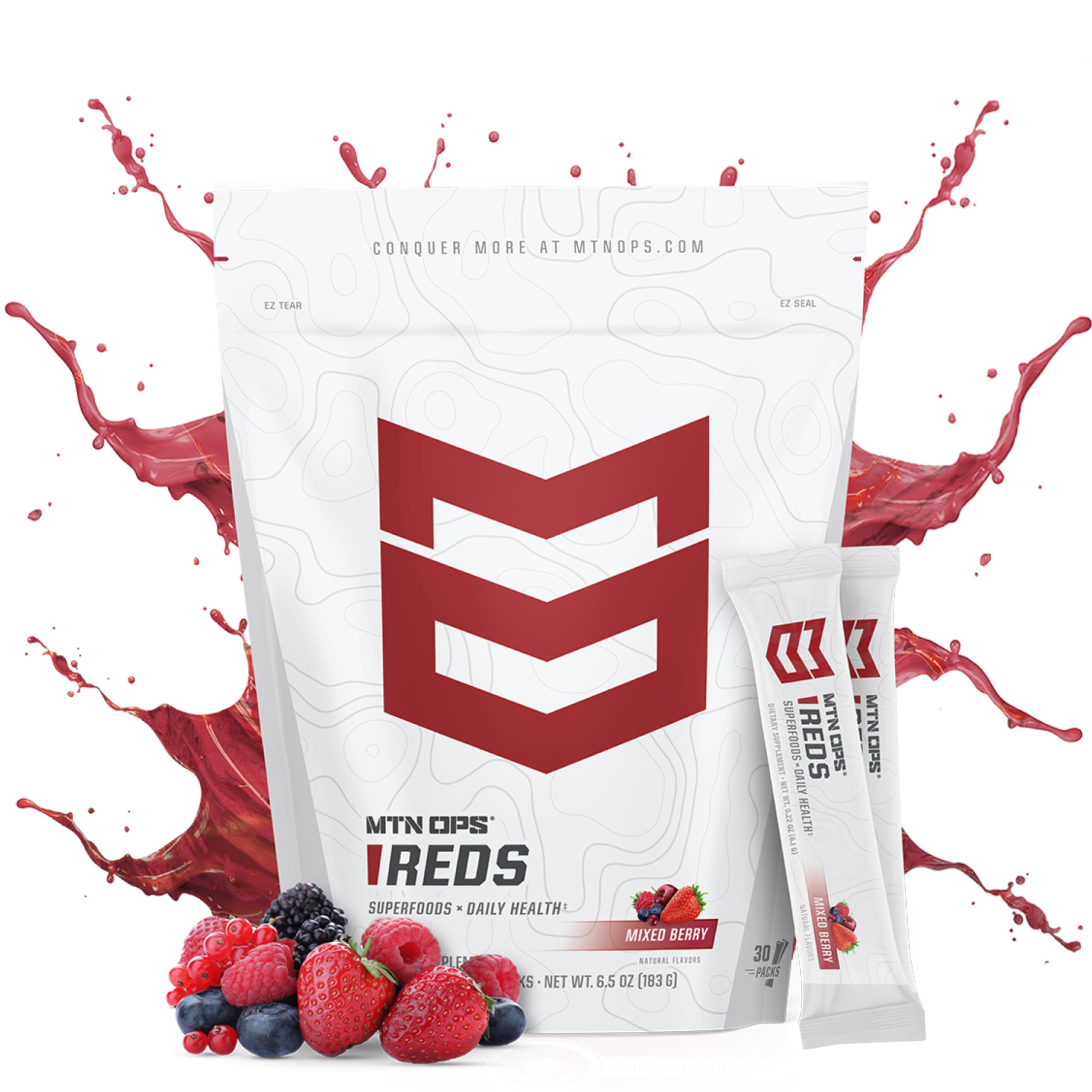MTN OPS Reds Super Reds Antioxidant Drink Powder Daily Health Blend with Phytonutrients Free Radical Support 30 On The Go Stick Packs MTN OPSAu supplements