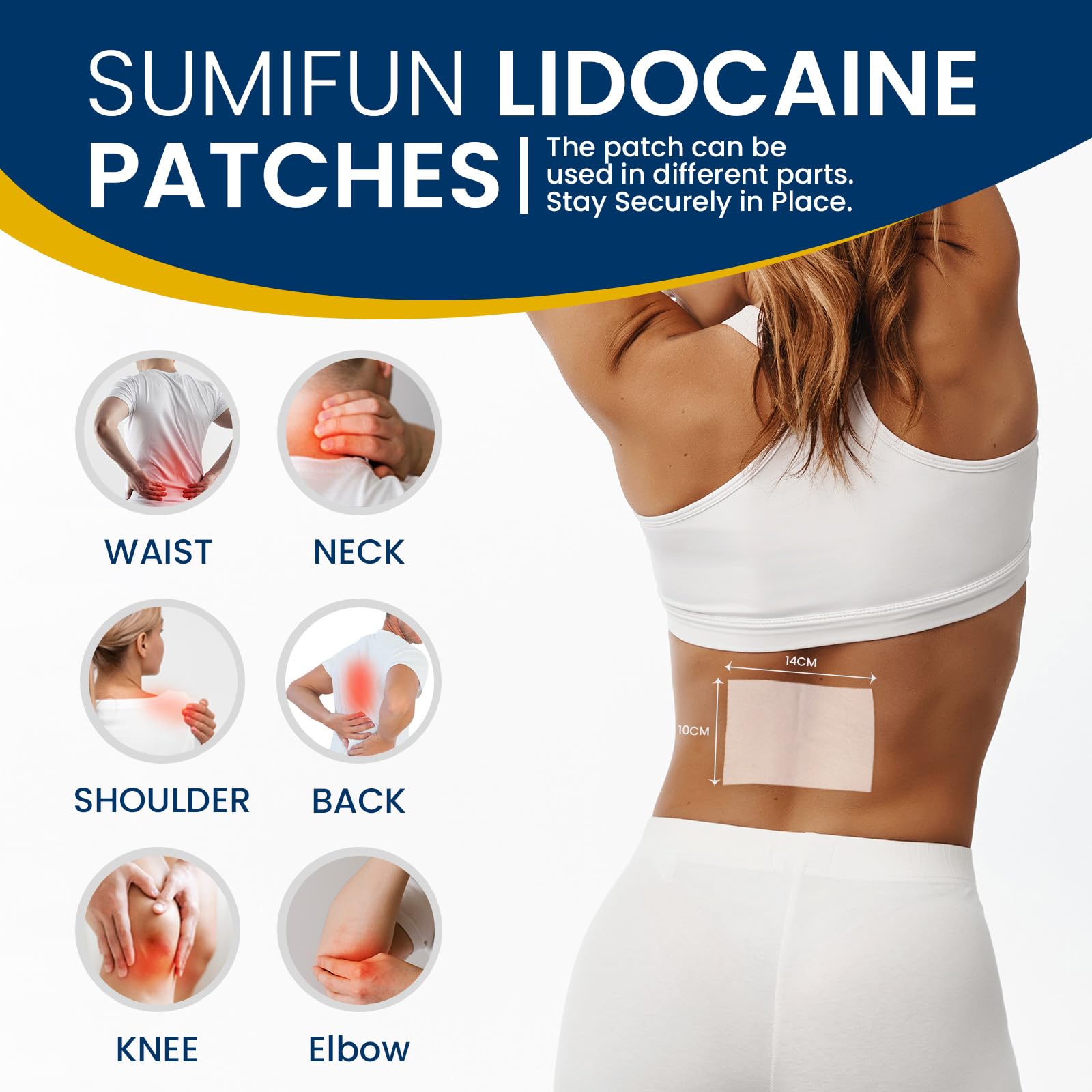 Sumifun 4% Lidocaine Patches Maximum Strength - 30 Count Pain Relief Patches for Back, Shoulder, Elbow, Knee, Muscle & Joint - Lower Back Pain Relief Products - Pain Patches Maximum Strength Lidocaine SumifunAu supplements