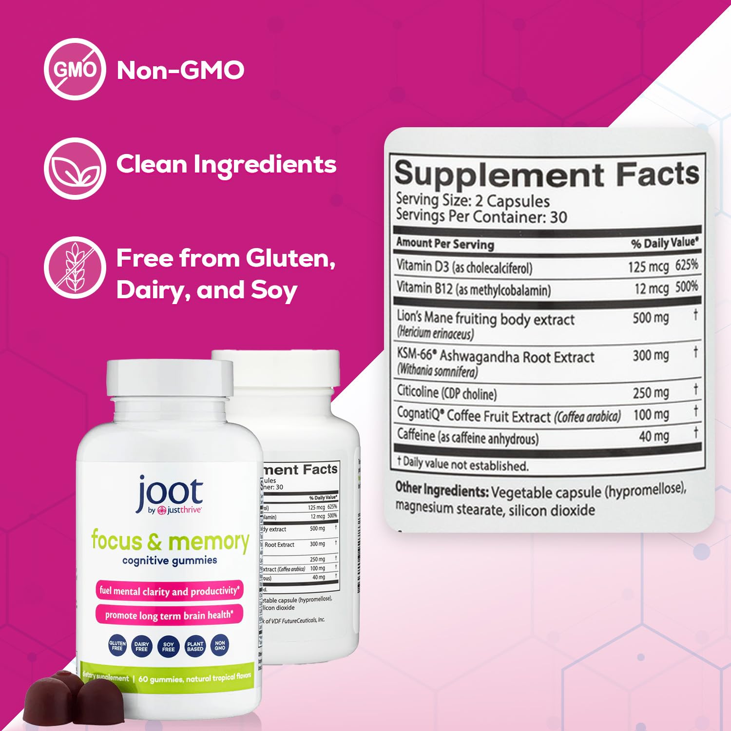 Just Thrive Focus & Memory Gummies – Nootropic Brain Supplement for Clarity, Concentration, Memory Support, & Energy – Citicoline, Lion’s Mane, Vitamin B12 & D3 Just ThriveAu supplements
