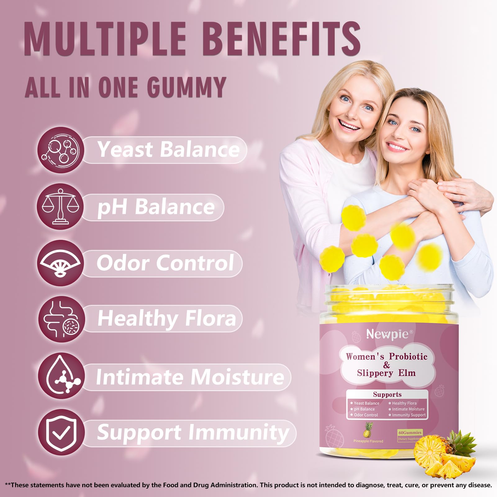 Blltzzz Her Juicy Women's Probiotic Gummies | Pineapple Flavor | Contains Slippery Elm and Probiotic Blend to Support Women's Intimate pH Balance, Gut Wellness and Overall Well-Being | 60 Gummies (2) BlltzzzAu supplements