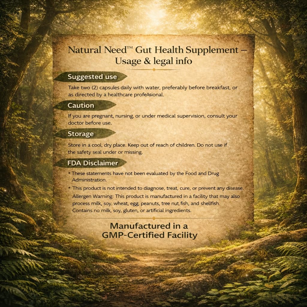 NATURAL NEED™ Gut Health – 5-in-1 Formula with Probiotics, Prebiotics, Postbiotics, Enzymes & Vitamins (C,D3,B12,Zinc) – Delayed Release Capsule – Supports Overall Digestion, Immunity & Gut – 60 Vegan NATURAL NEEDAu supplements