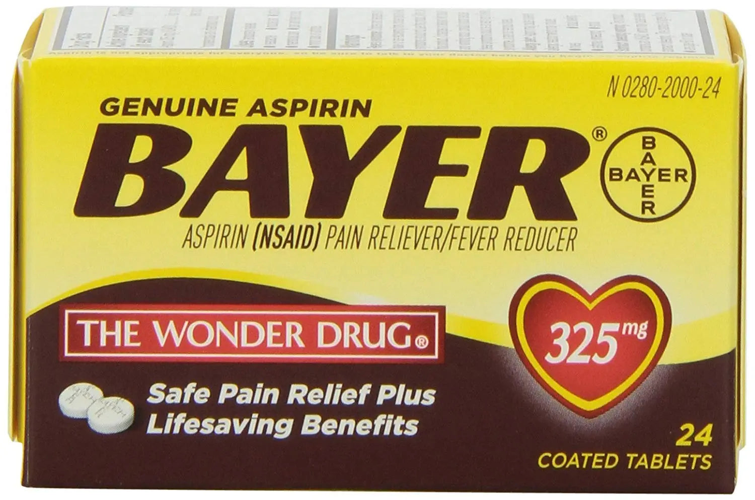 Genuine Bayer Aspirin 325mg Tablets, 24-Count (Pack of 2) BayerAu supplements