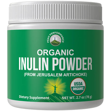 Peak Performance Organic Inulin Powder Natural Prebiotic Fiber for Gut Health. USDA Organic Raw Plant Based Vegan Prebiotics FOS Supplement from Jerusalem Artichoke Peak PerformanceAu supplements
