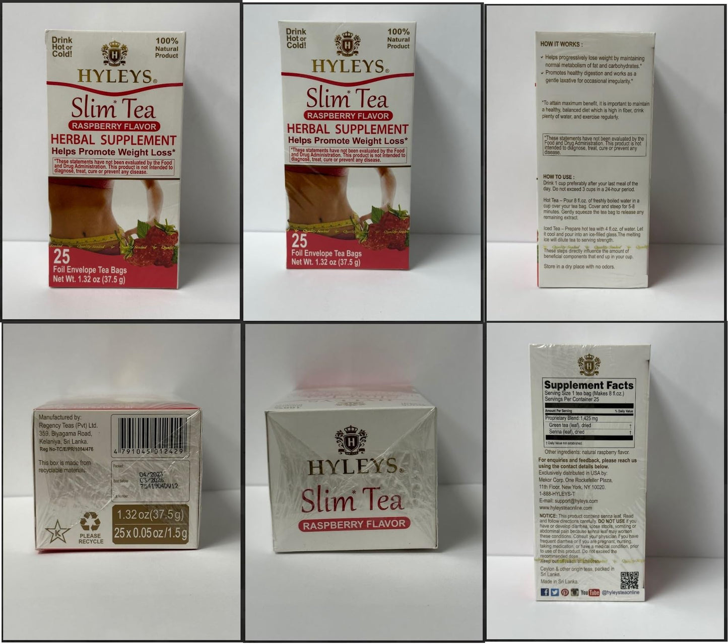 Hyleys Slim Tea Raspberry Flavor - Weight Loss Herbal Supplement Cleanse and Detox HYLEYSUS supplements