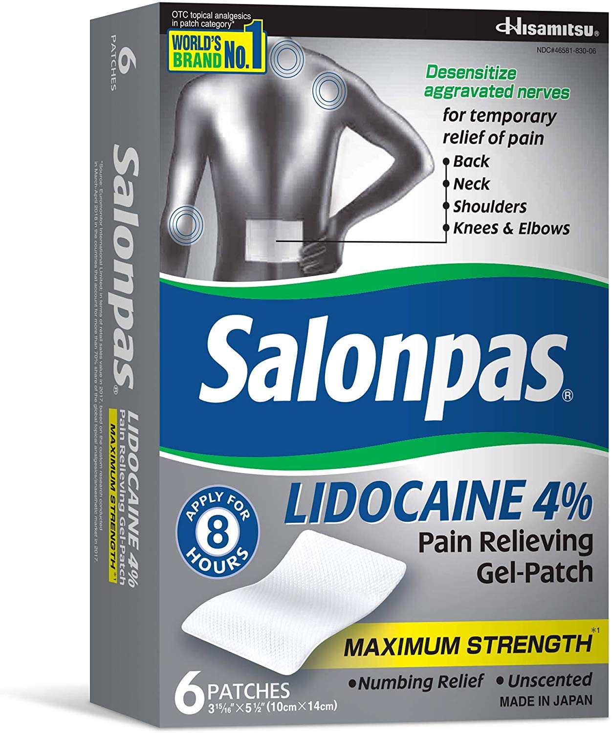 Salonpas LIDOCAINE (5 Pack Bundle) Pain Relieving Maximum Strength Gel Patch! SalonpasAu supplements