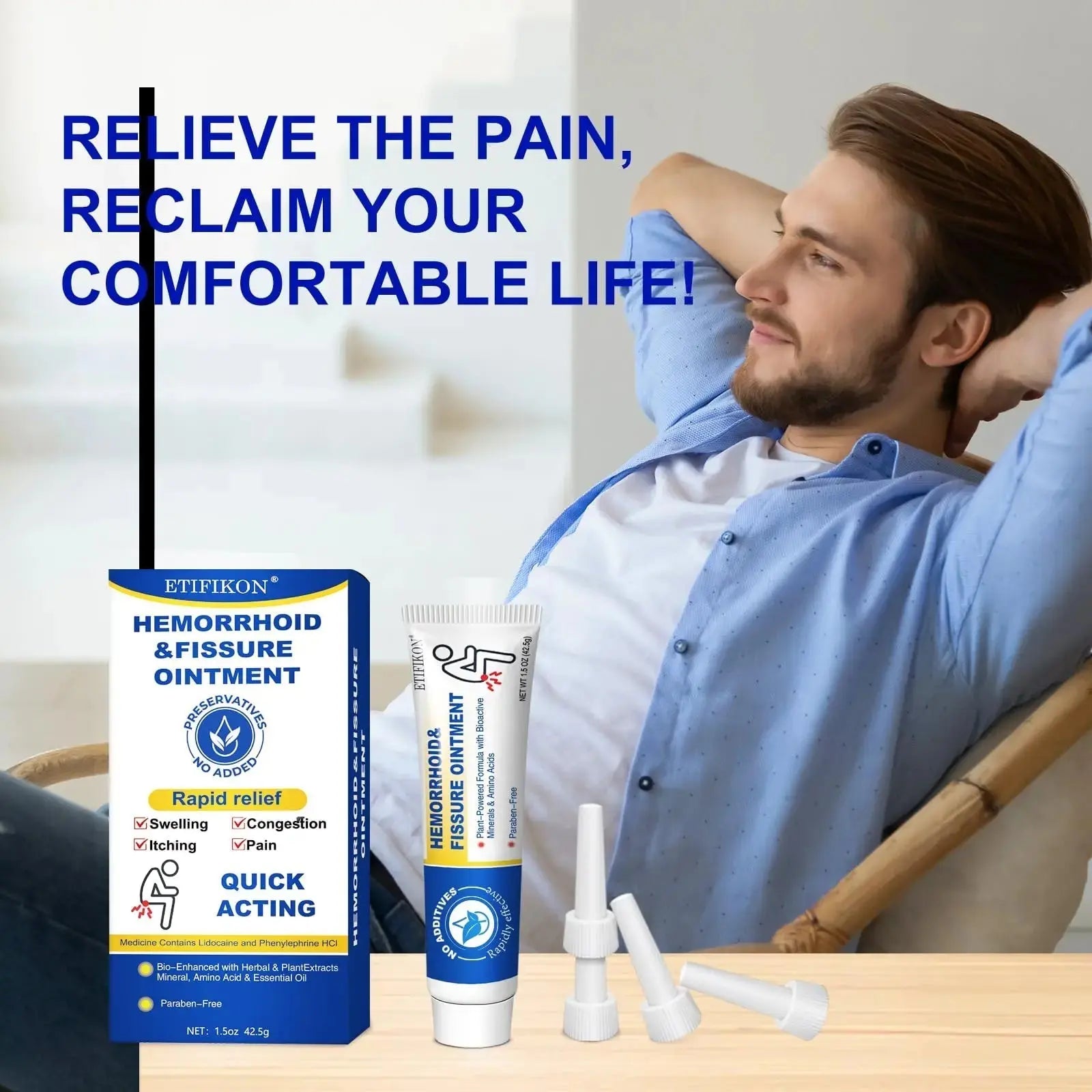 ETIFIKON Hemorrhoid & Fissure Ointment with 4% Lidocaine & Phenylephrine HCI – 42.5g Comforting Care Cream for Internal & External Areas – Helps Soothe Irritation & Support Daily Comfort (1 Pack) ETIFIKONAu supplements