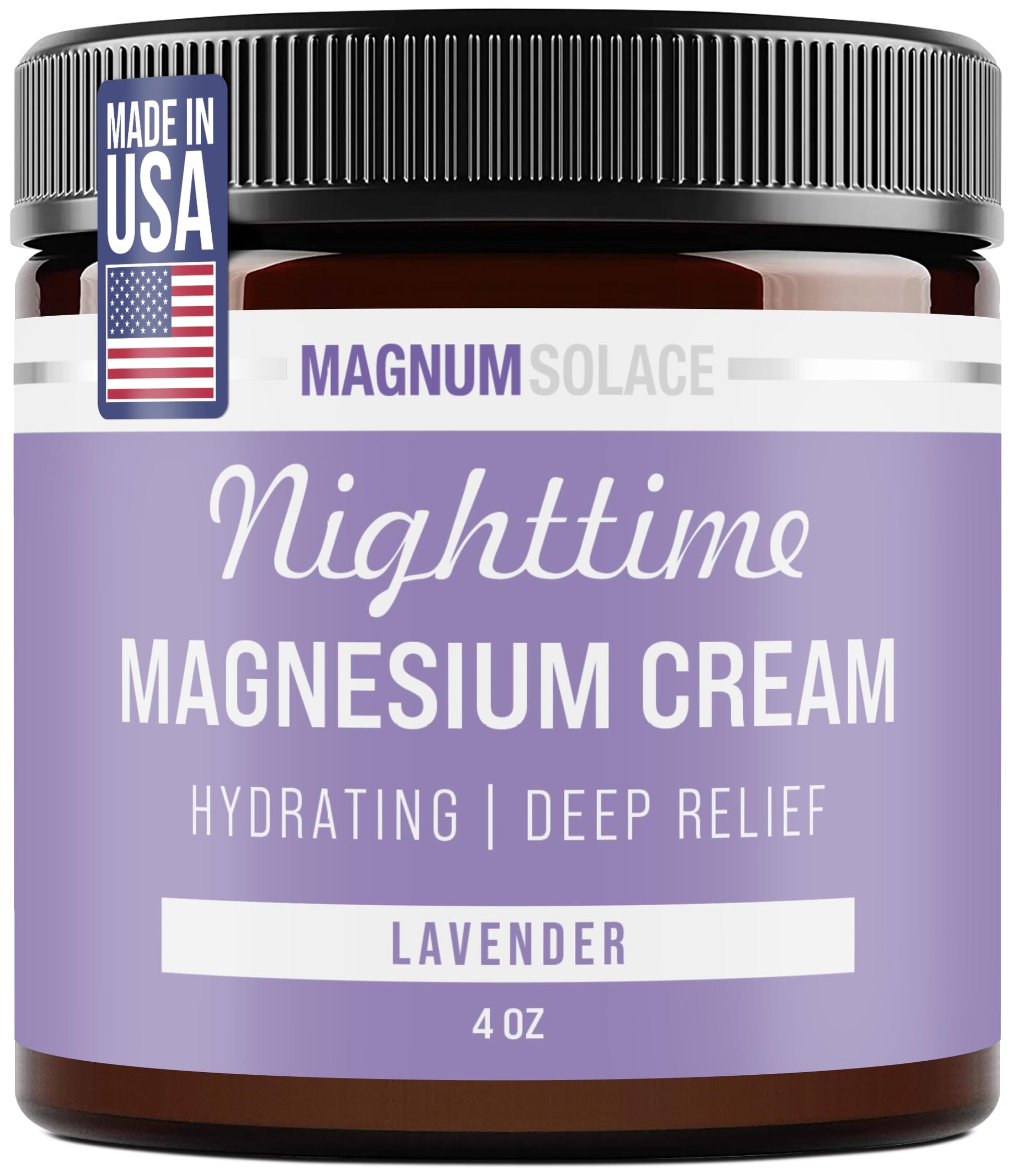 Magnum Solace Magnesium Lotion – Nighttime Magnesium Cream – Apply to Legs, Arms or Chest - Topical Magnesium Chloride – USA Made and Safe for Kids (Lavender) Magnum SolaceAu supplements