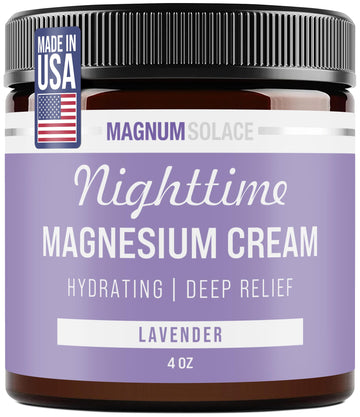 Magnum Solace Magnesium Lotion – Nighttime Magnesium Cream – Apply to Legs, Arms or Chest - Topical Magnesium Chloride – USA Made and Safe for Kids (Lavender) Magnum SolaceAu supplements