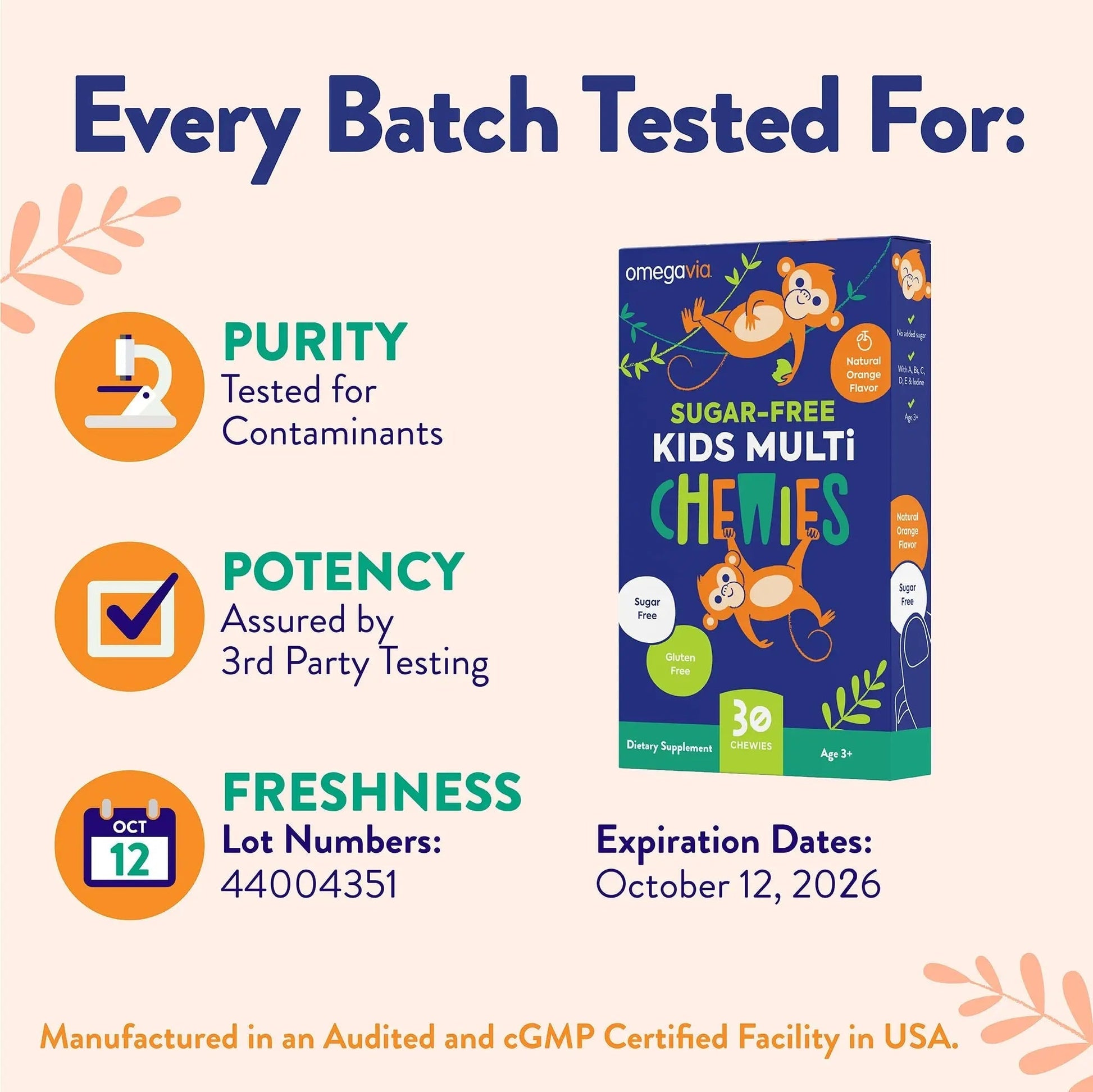 OmegaVia Sugar Free Kids Multivitamin Chewies - Daily Chewable Gummy Vitamins for Kids 3+ OmegaViaAu supplements
