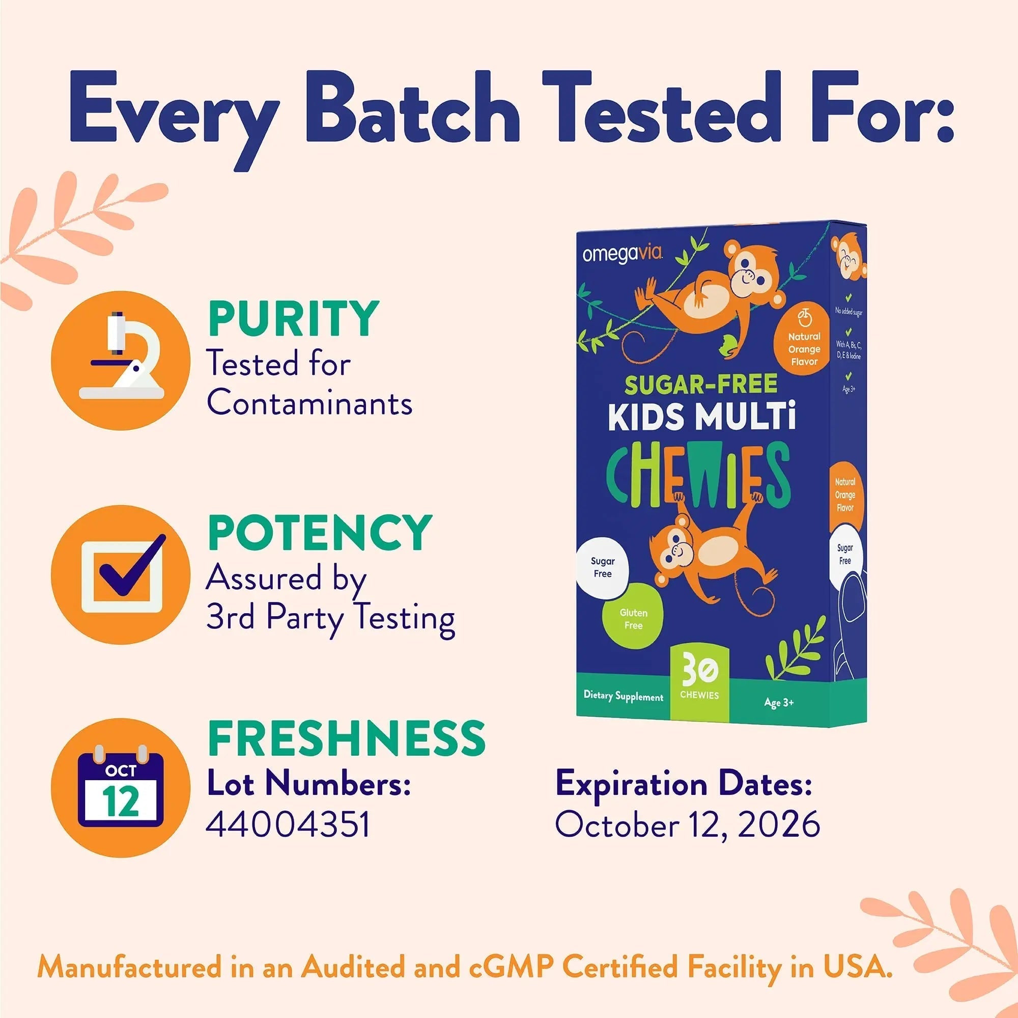 OmegaVia Sugar Free Kids Multivitamin Chewies - Daily Chewable Gummy Vitamins for Kids 3+ OmegaViaAu supplements