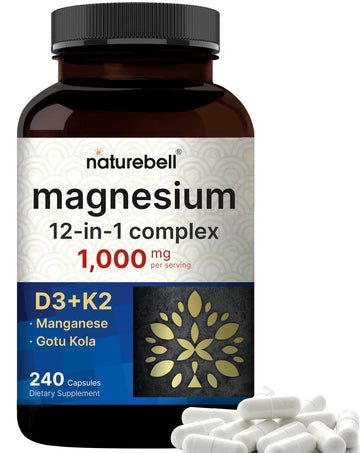 NatureBell 12-in-1 Magnesium Complex 1000mg, 4-Months Supply – Magnesium Glycinate, Citrate, Taurate, Malate, & More – High Absorption Formula for Men & Women – Chelated & Purified – 240 Capsules NatureBellAu supplements