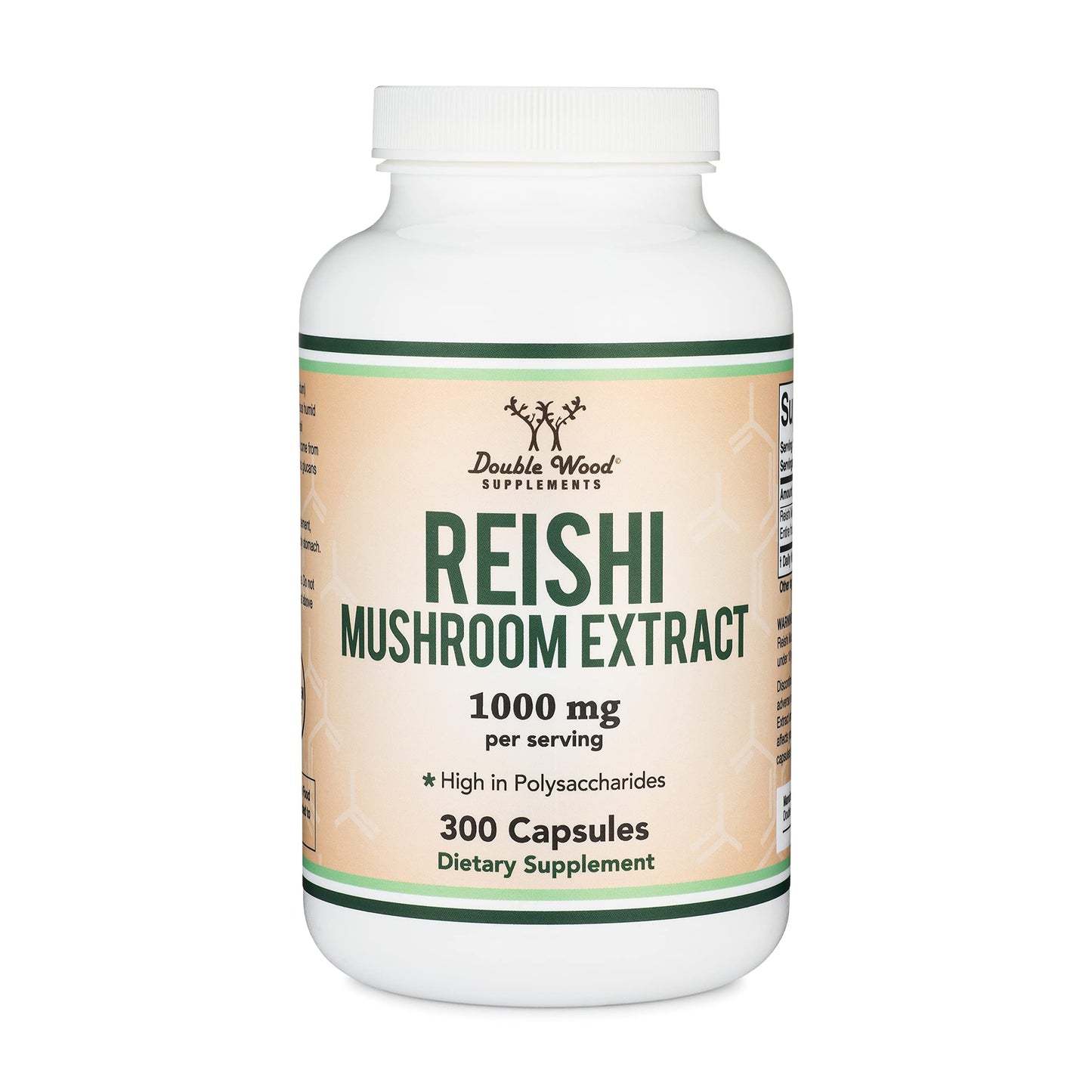 Reishi Mushroom Capsules (4:1 Ganoderma Extract, 1,000mg Red Reishi Powder Servings) Double Wood SupplementsUS supplements