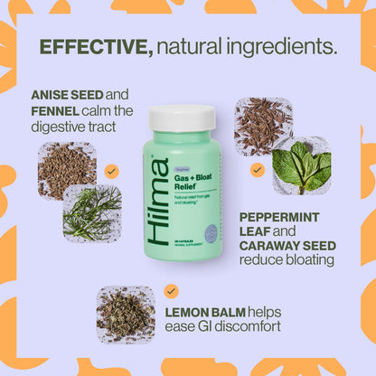 Hilma Natural Gas & Bloating Relief - with Lemon Balm, Fennel & Peppermint Leaf - Doctor HilmaUS supplements
