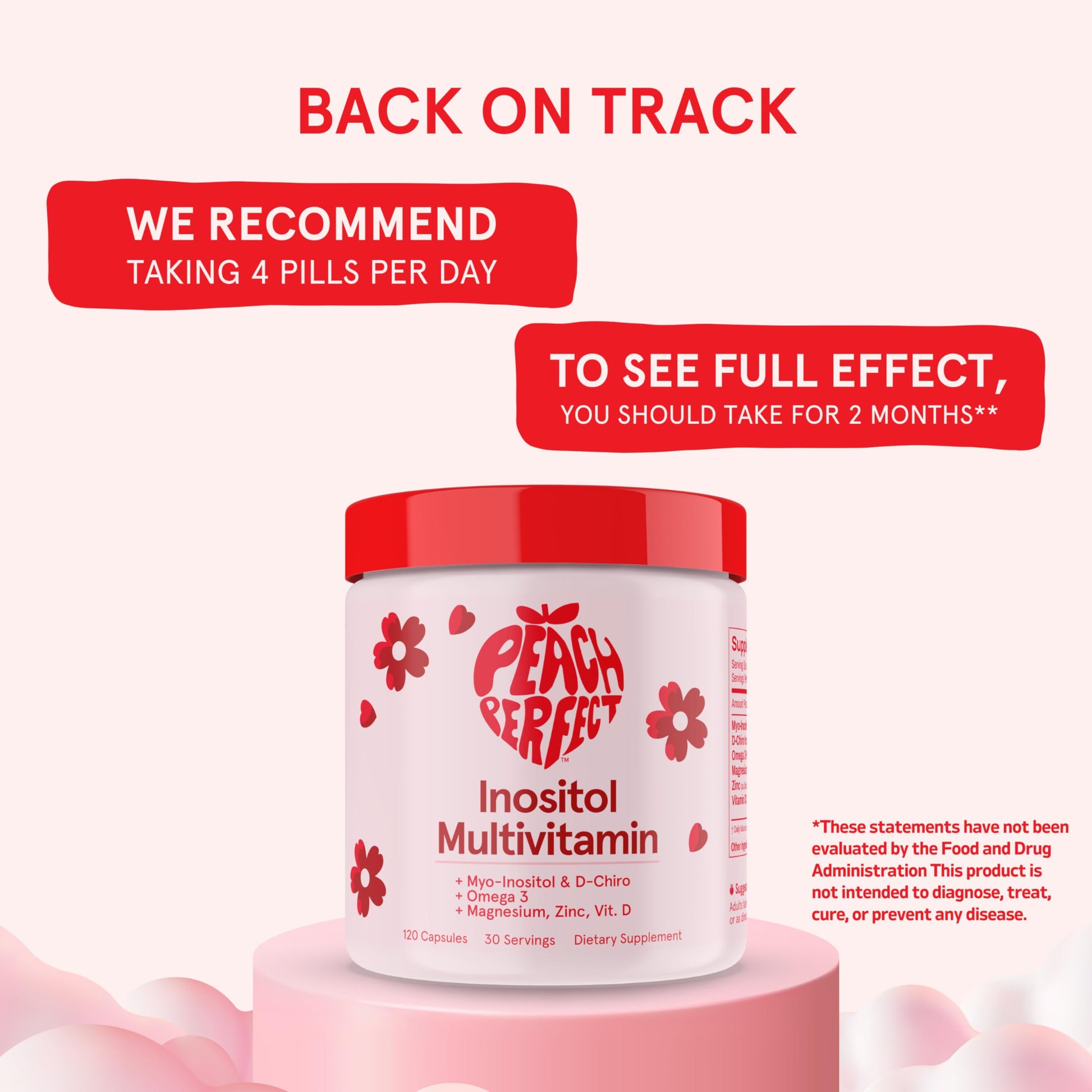 Peach Perfect Inositol Multivitamin – Myo-Inositol & D-Chiro 40:1 Blend, Omega-3, Vitamin D3, Magnesium, Zinc – Supports Women’s Health, Mood, Energy, Supplement – 30 SVG Peach PerfectAu supplements