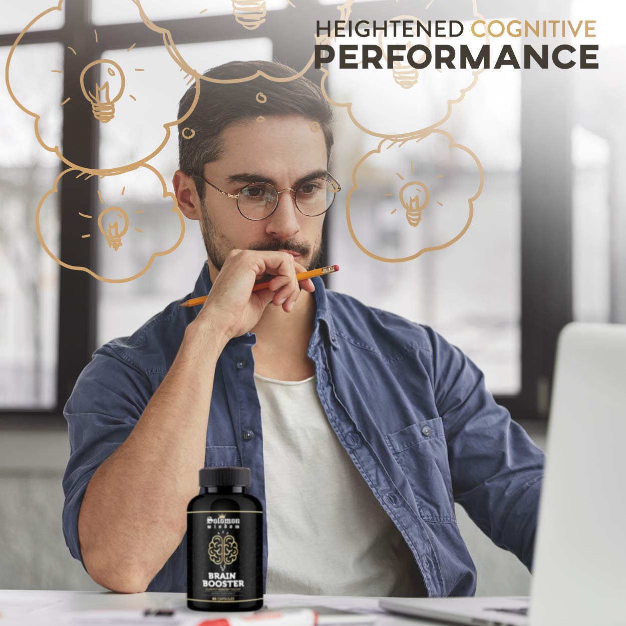SOLOMON WISDOM Brain Booster – Nootropic Dietary Supplement for Memory Boost – 60 All-Natural Capsules to Enhance Focus & Improve Concentration & Clarity SOLOMON WISDOMAu supplements