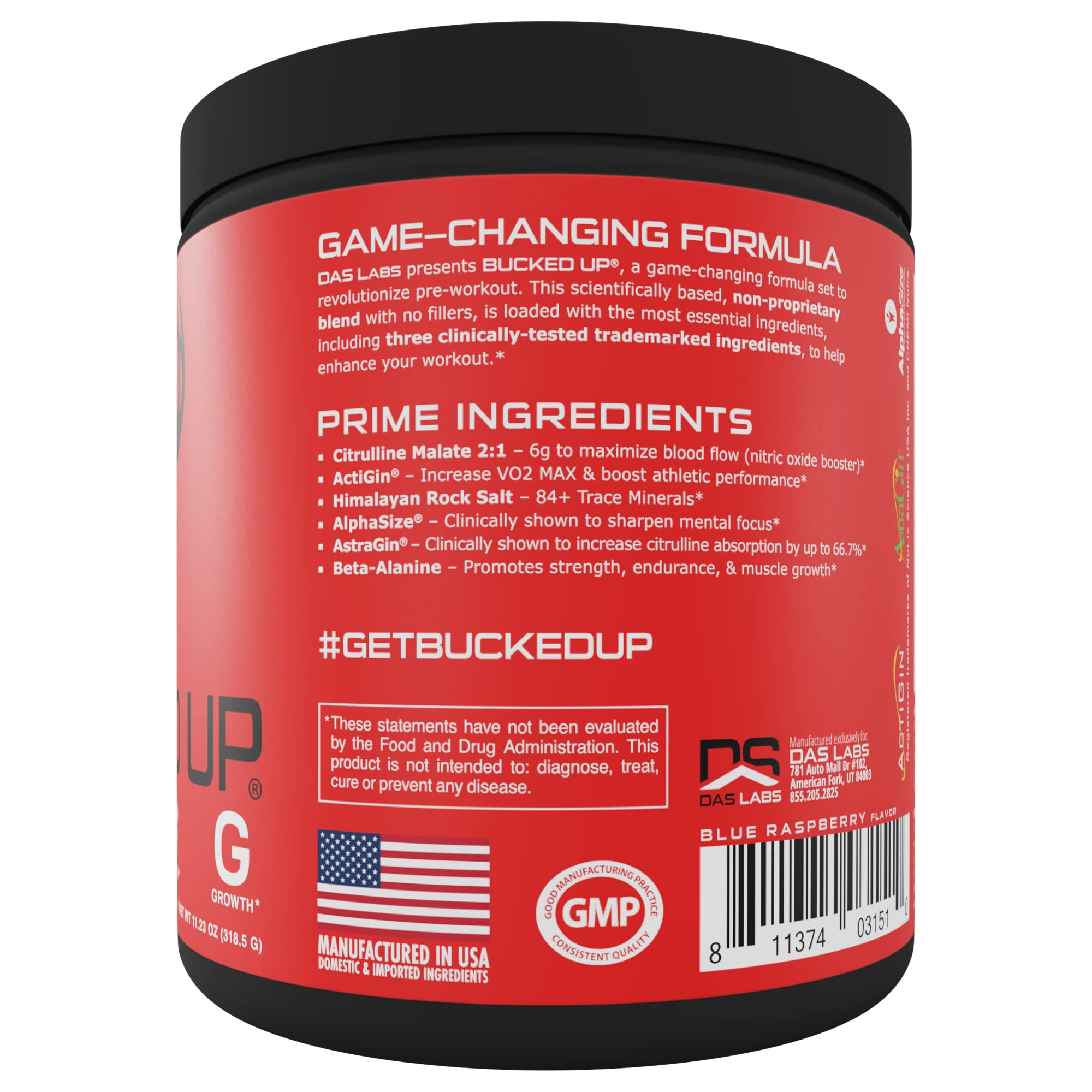 Bucked Up Pre Workout 6 Grams Citrulline, 2 Grams Beta Alanine, and 3 Other Registered Bucked UpAu supplements
