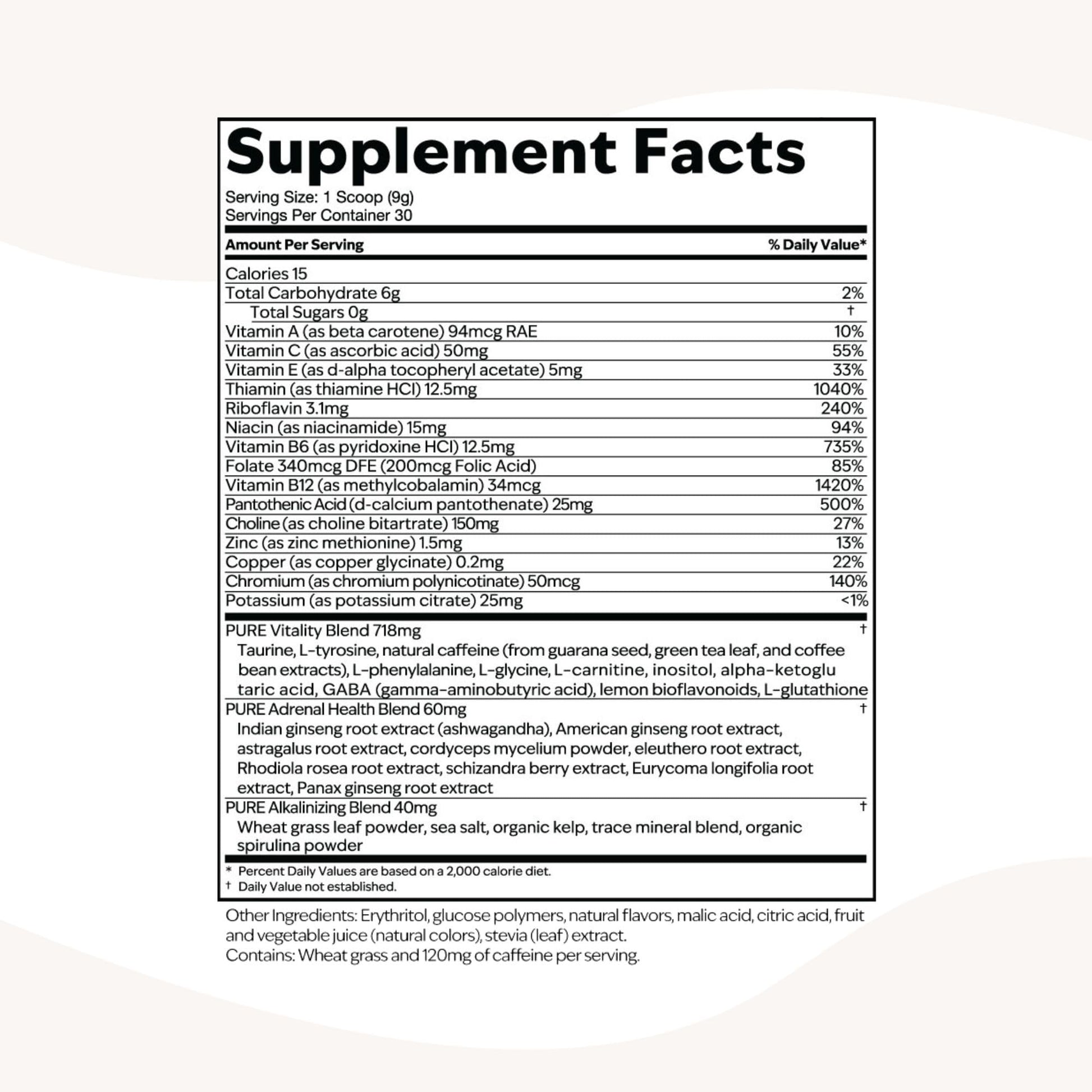 PURE Focus + Energy Tub Drink Mix | Natural Caffeine & Antioxidants from Botanicals | Supports Alertness, Clarity & Energy | Zero Sugar, No Artificial Sweeteners | 9.5 oz | Watermelon Flavor PUREAu supplements