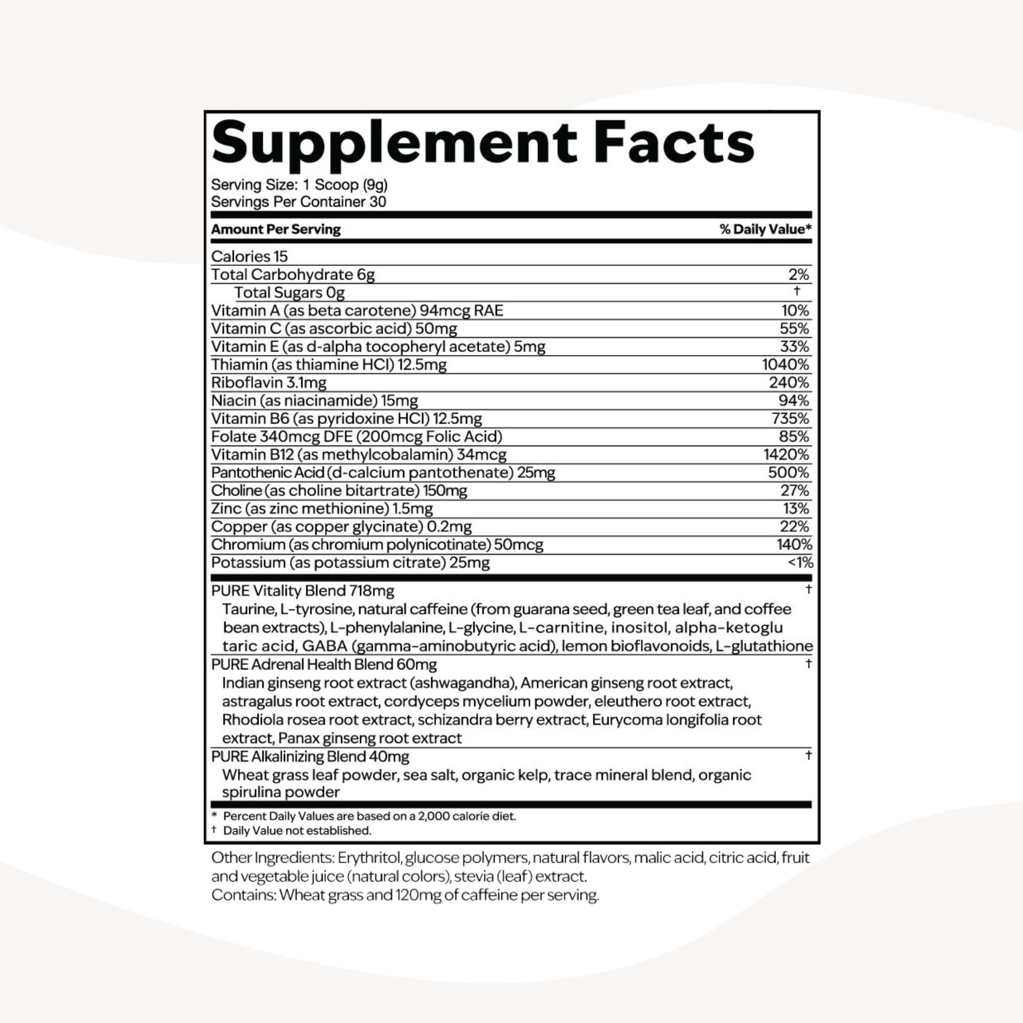 PURE Focus + Energy Tub Drink Mix | Natural Caffeine & Antioxidants from Botanicals | Supports Alertness, Clarity & Energy | Zero Sugar, No Artificial Sweeteners | 9.5 oz | Watermelon Flavor PUREAu supplements