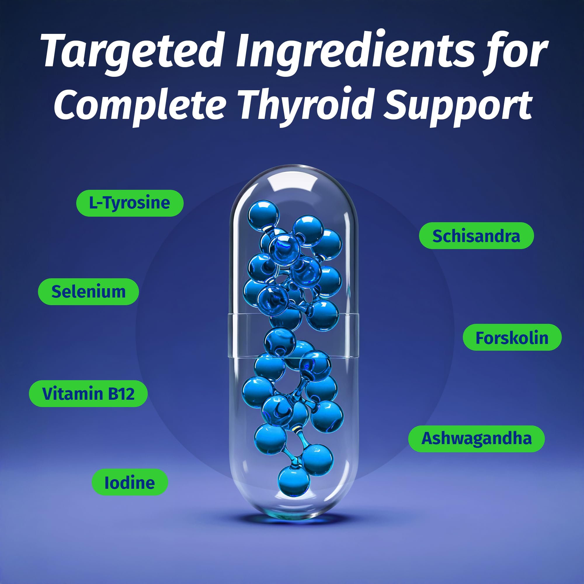 1 Body Thyroid Support Supplement for Women and Men, Selenium with Iodine, Zinc, B12, Ashwagandha and L-Tyrosine, Supports Hormone Health, Energy and Metabolism, 30 Day Supply 1 BodyAu supplements