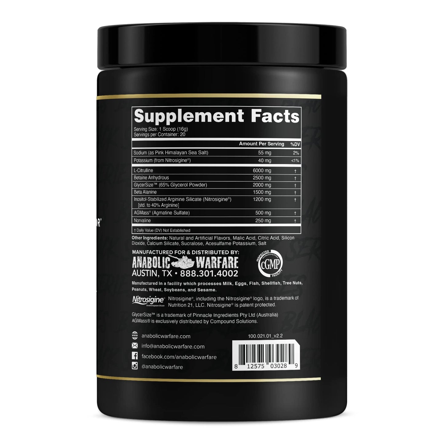 Anabolic Warfare Veiniac Muscle Pump Activator Supplement Stimulant Free Pre-Workout Anabolic WarfareUS supplements