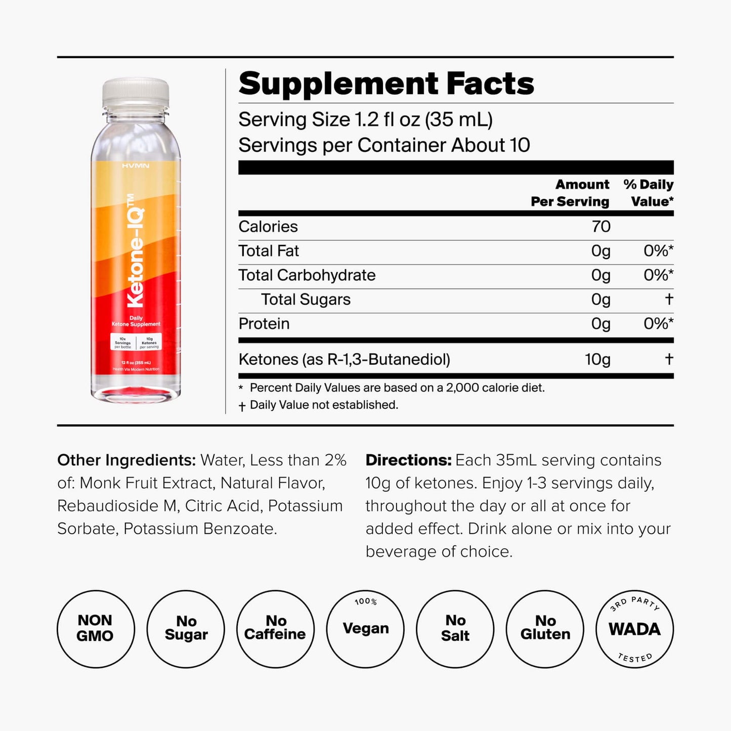 H.V.M.N. Ketone IQ - Get Your Fuel from Ketones. No Sugar, No Salt, No Caffeine. 30 Servings H.V.M.N.US supplements