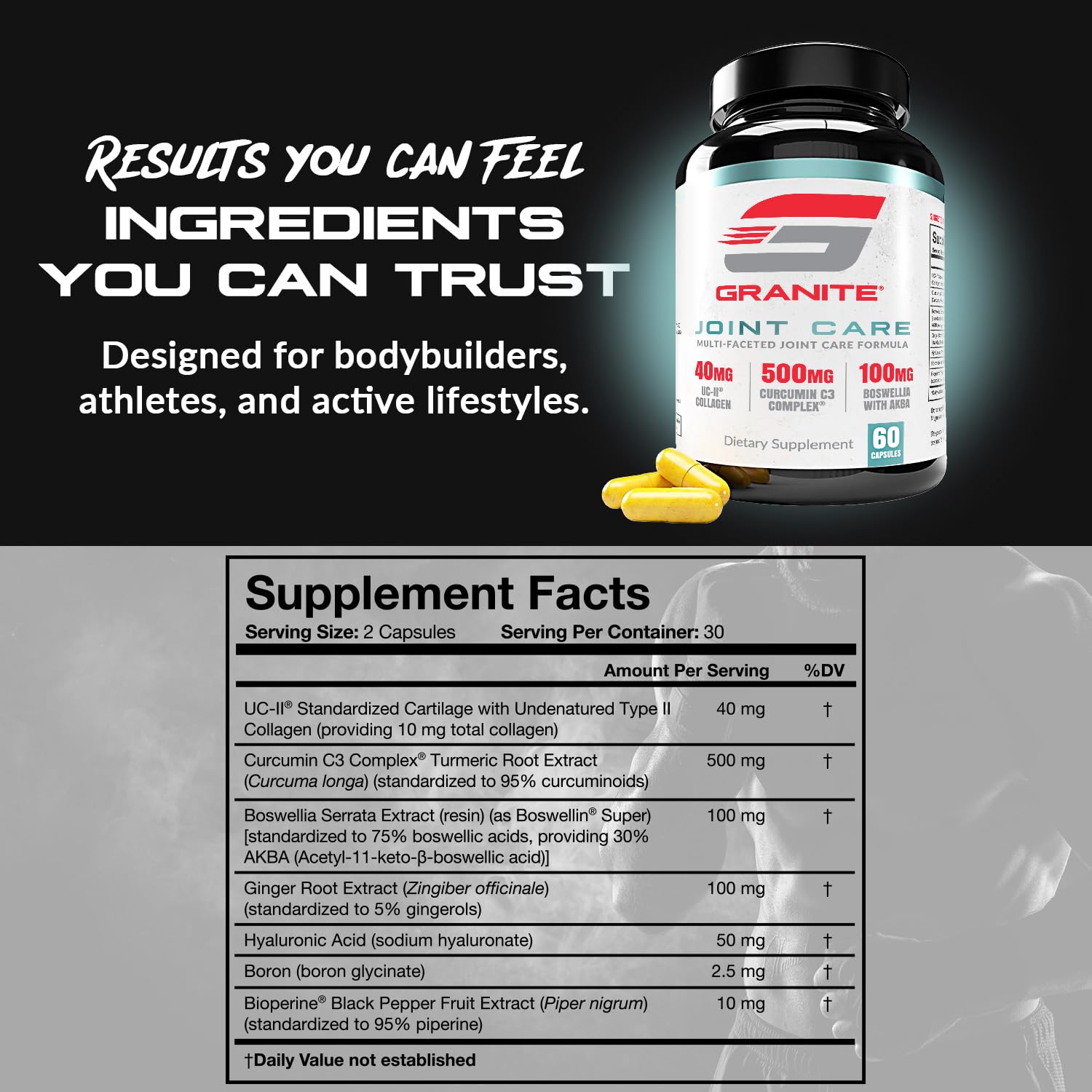 Granite Joint Care: Premium UC-II Collagen, Turmeric Curcumin C3, AKBA Boswellia + More - All-in-One Support for Joint Mobility, Comfort & Strength (60ct) Granite SupplementsAu supplements