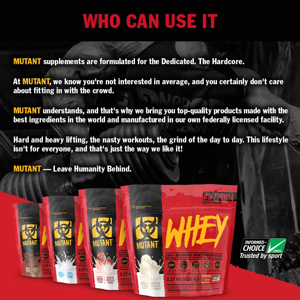 Mutant Whey – 100% Whey Protein Powder, Gourmet Taste, 22g of Protein, 10.4 g EAAs, 5 g BCAAs MutantAu supplements