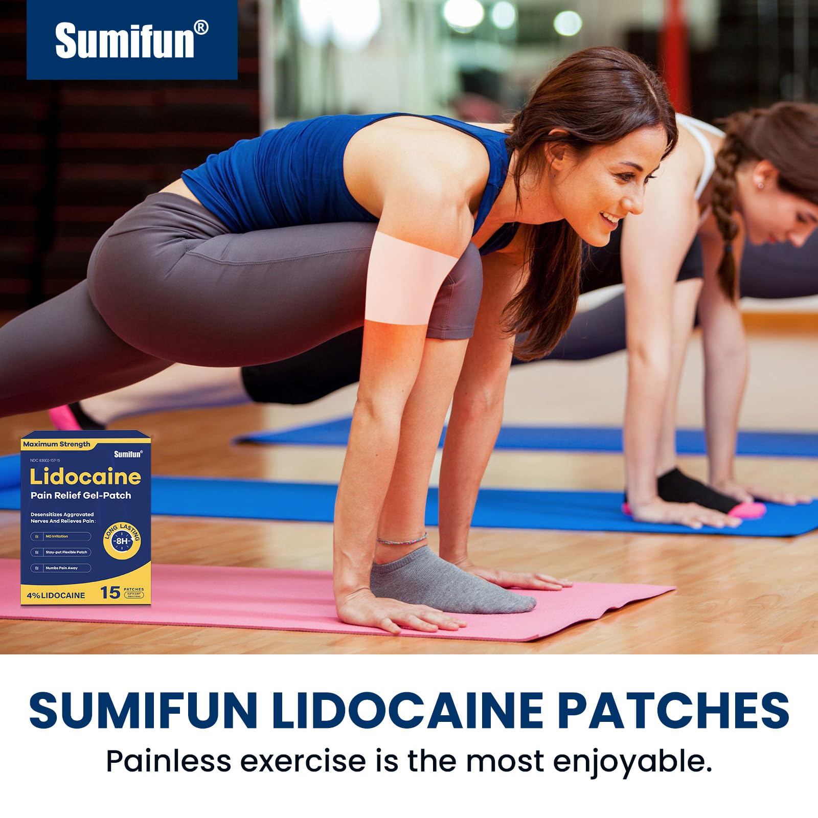 Sumifun 4% Lidocaine Pain Relief Patches 15 Counts Maximum Strength Numbing Gel Patch for Back Knee Neck Joint Ache Muscle Soreness Topical Analgesic SumifunAu supplements