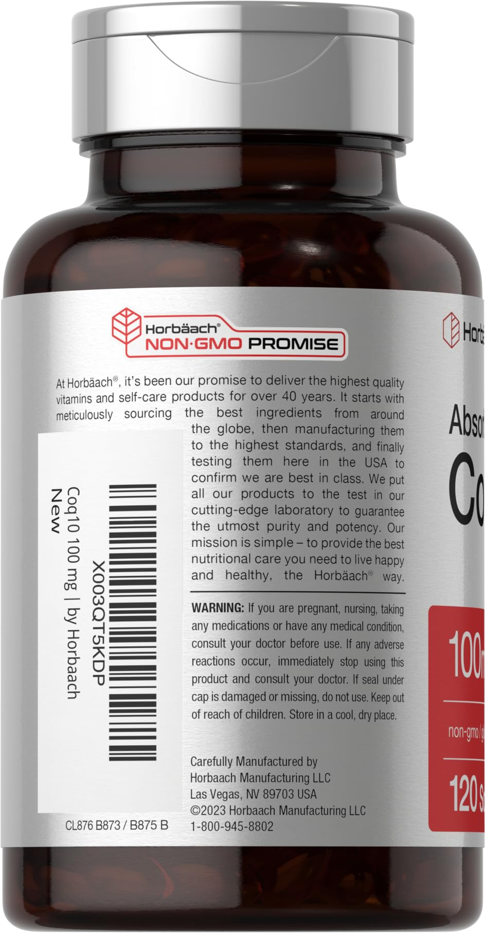 Horbäach CoQ10 100mg Softgels | 120 Count | Non-GMO and Gluten Free Supplement HorbäachUS supplements