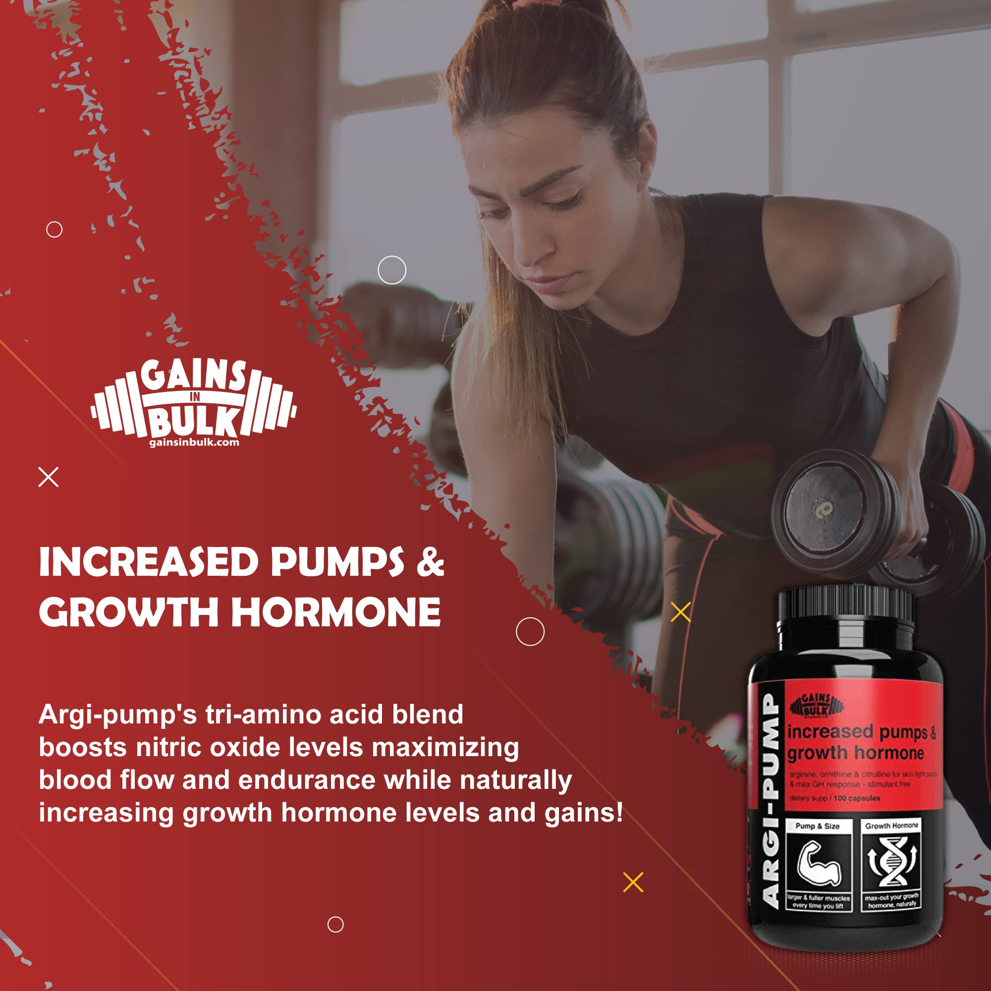 Gains in Bulk, Argi Pump, L-Arginine Nitric Oxide Booster with L-Citrulline and L-Ornithine GAINS IN BULK GAINSINBULK.COMAu supplements