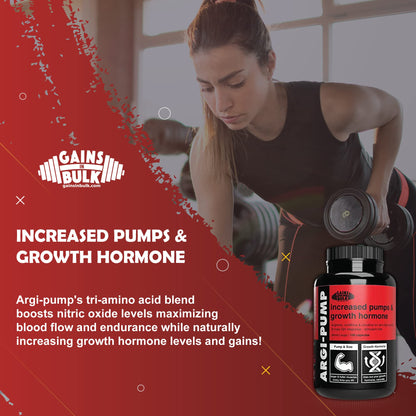 Gains in Bulk, Argi Pump, L-Arginine Nitric Oxide Booster with L-Citrulline and L-Ornithine GAINS IN BULK GAINSINBULK.COMUS supplements