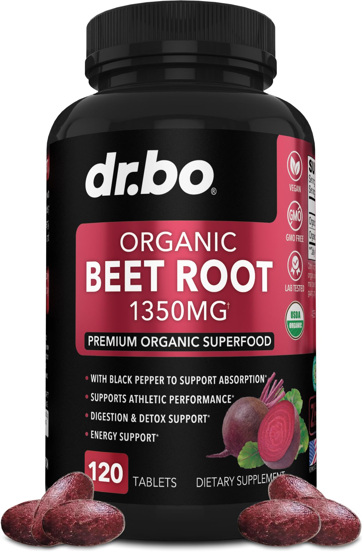 Organic Beet Root Capsules Supplements - 1350mg Beetroot Powder Extract Pills, Organic DR. BOUS supplements