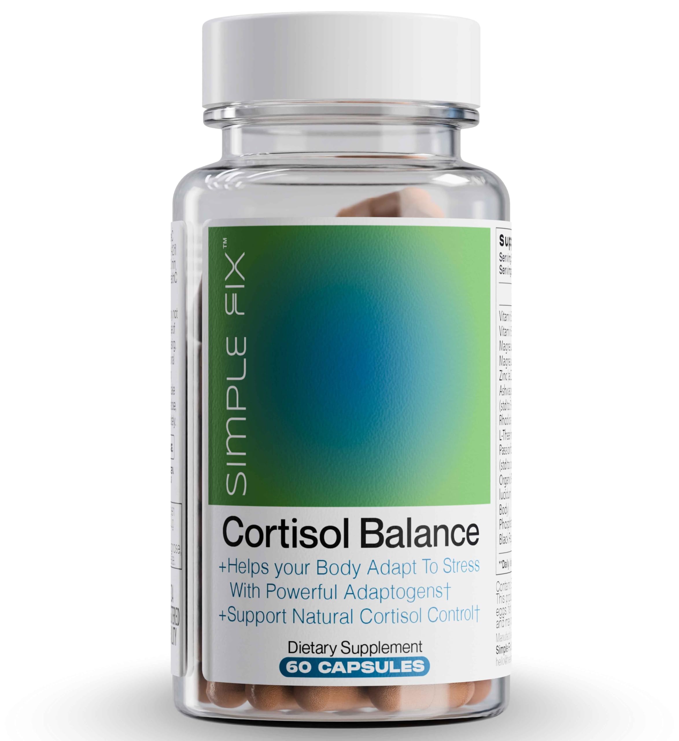The Simple Fix Cortisol Balance Supplement – Supports Stress, Focus & Daily Energy – with Ashwagandha, Rhodiola Rosea, L-Theanine, Magnesium, Zinc & B6 – Adaptogen Formula – Vegan Capsules The Simple FixAu supplements